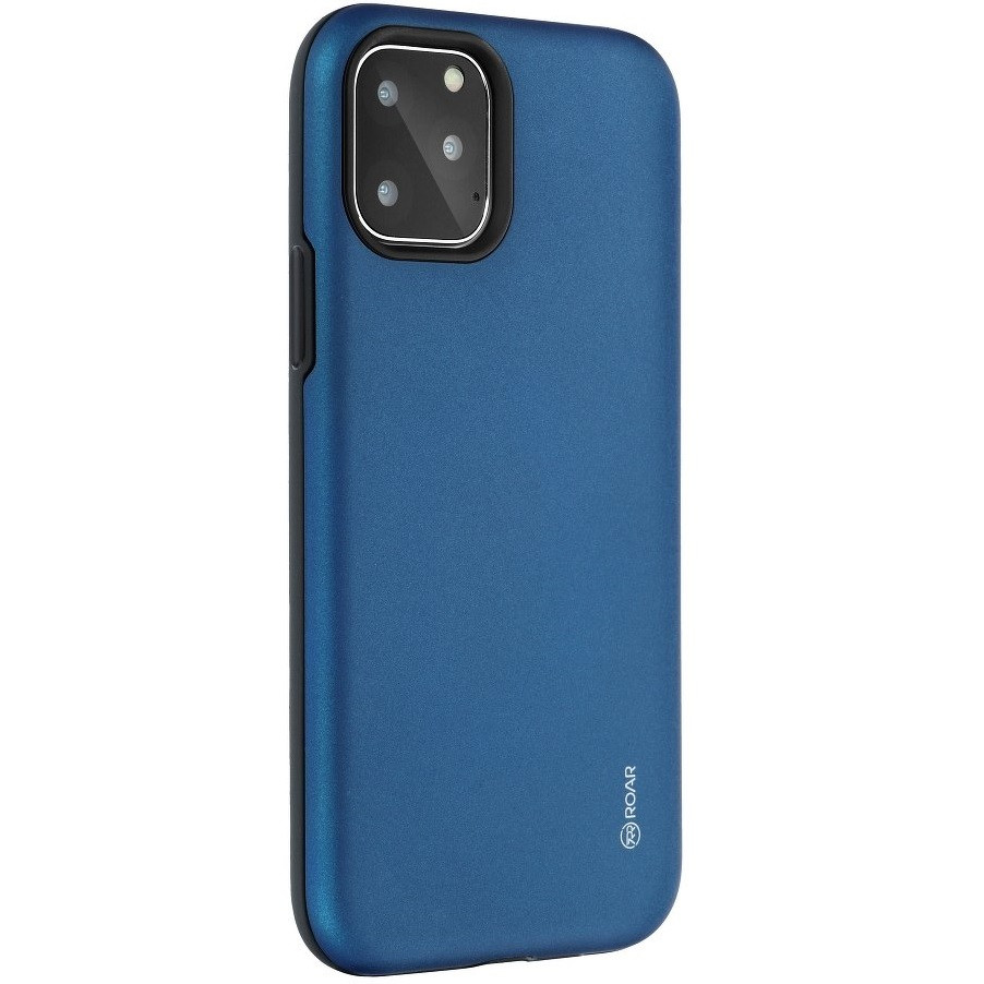 Huawei P40, Szilikon tok, műanyag kerettel, közepesen ütésálló, Roar Rico Armor, sötétkék (90743)