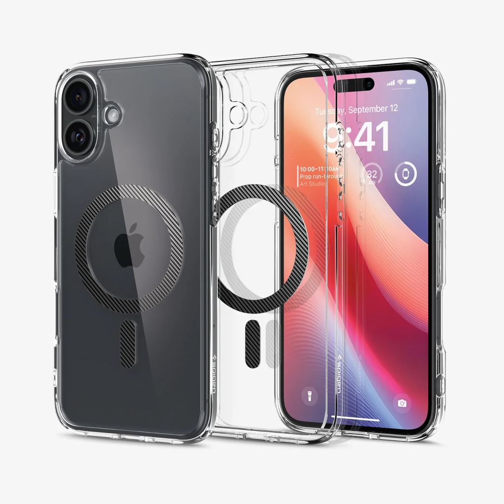 Spigen Ultra Hybrid (MagFit) iPhone 16 Plus tok Carbon Fiber - átlátszó-karbonszínű (ACS08077) (ACS08077)