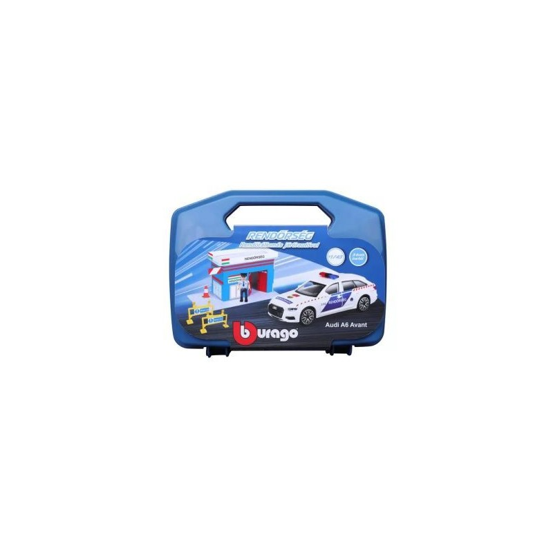 Bburago 10705 Magyar rendőrautó és rendőrörs szett bőröndben (10705)