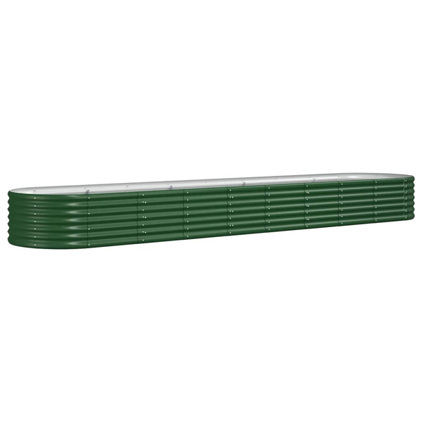 Jardiniera gradina vidaXL, verde, 368x80x36 cm, otel vopsit electrostatic
