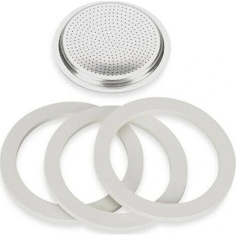 Bialetti 800033 Moka Express 3/4 adagos kotyogóhoz és Rainbow 3 adagos kotyogóhoz 3db tömítés + 1db szűrő (0800033)