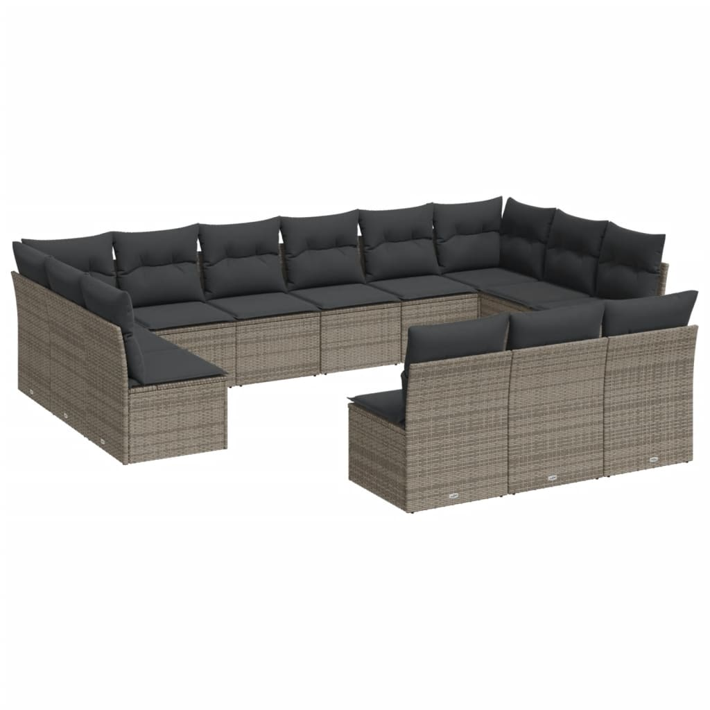 13 részes szürke polyrattan kerti ülőgarnitúra párnákkal (3218390)