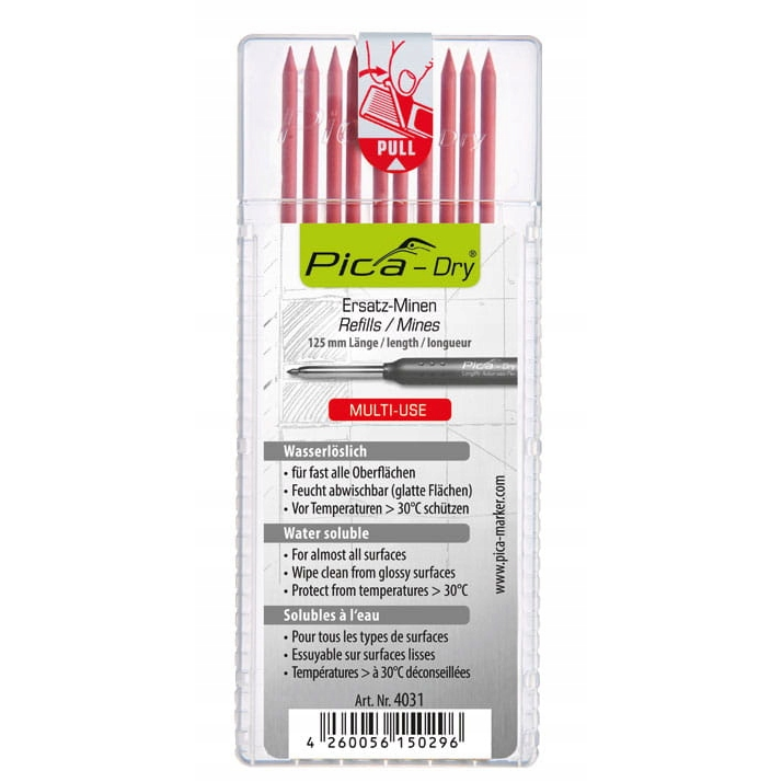 Pica DRY Jelölőkréta betét 2.8mm - Piros (10db/csomag) (4031)
