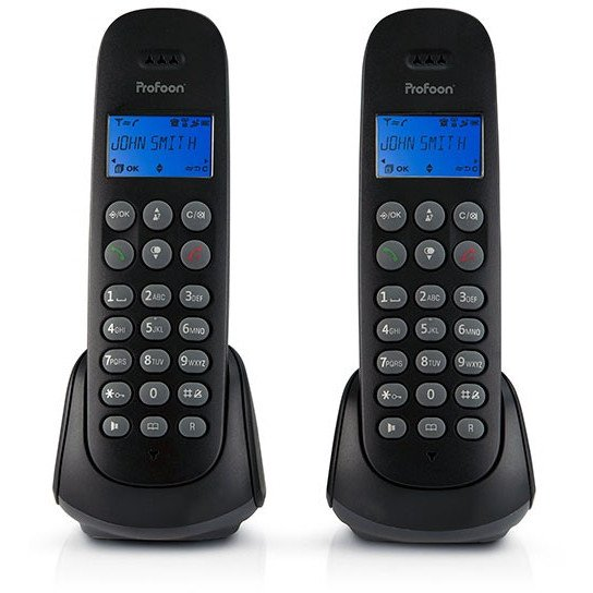PROFOON PDX-320 - DECT-Telefon mit 2 Mobilteilen, schwarz