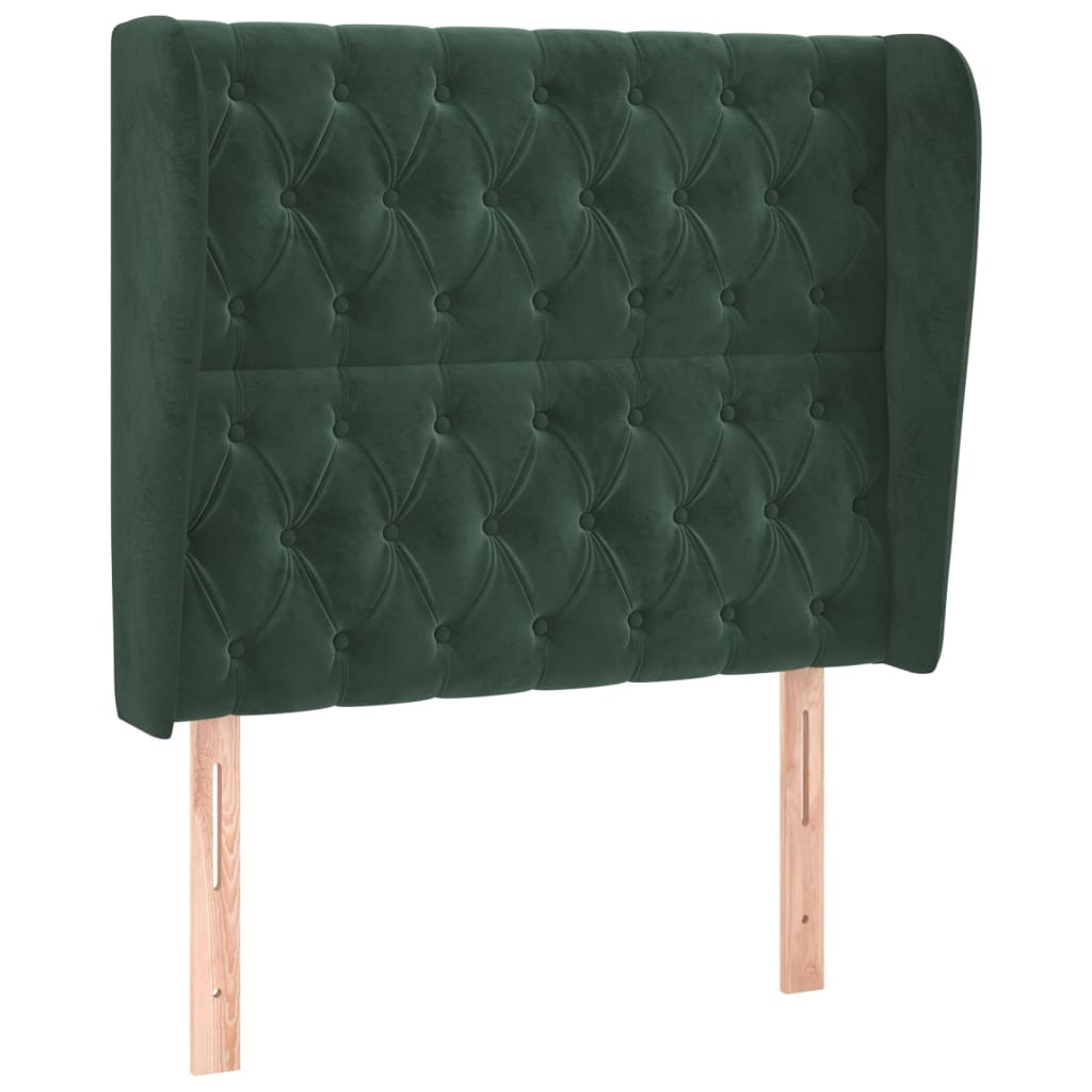 sötétzöld bársony fejtámla szárnyakkal 93 x 23 x 118/128 cm (3118331)