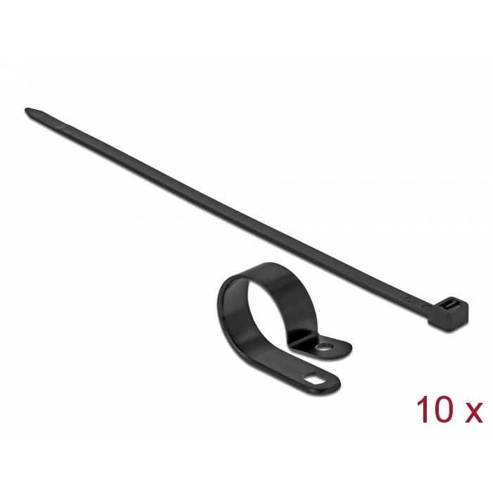 Delock Fekete színű, összekapcsoló pánt készlet 25,4 mm H 300 x Sz 7,2 mm kábelekkel (18876) (18876)