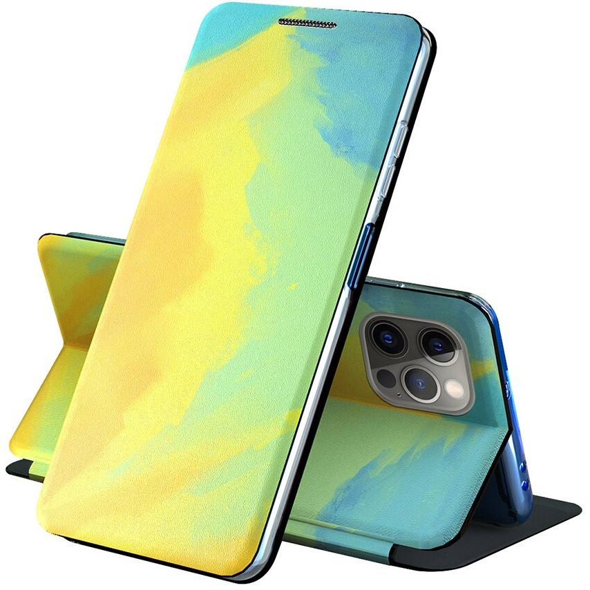 Samsung Galaxy S20 Ultra 5G SM-G988, Oldalra nyíló tok, stand, festék minta, Wooze Flashy Colors, színes/sárga (108330)