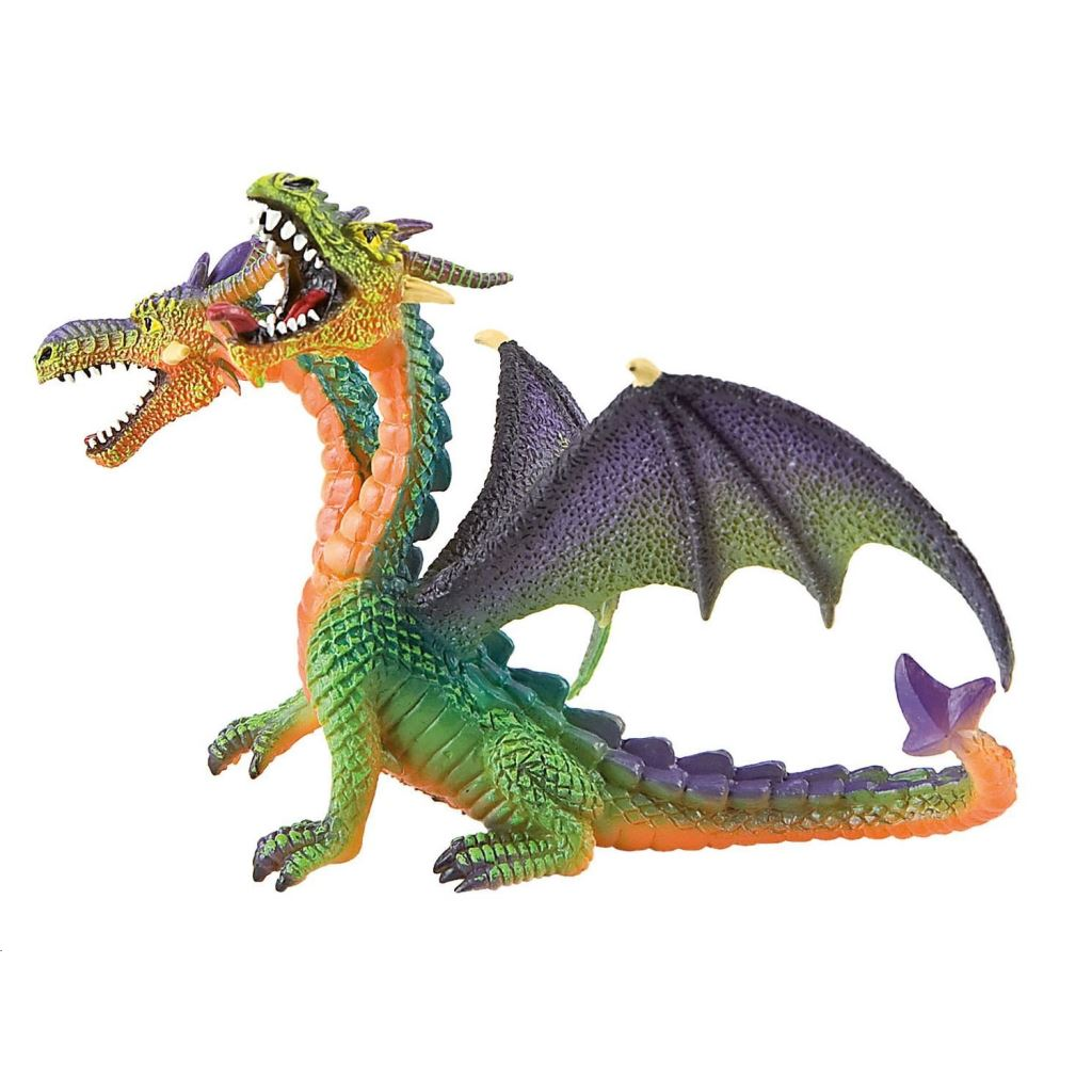 Bullyland Dupla fejű zöld sárkány játékfigura (75596)