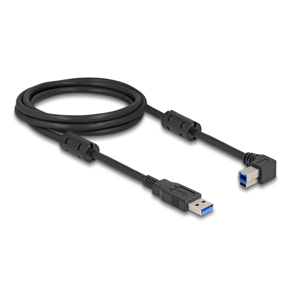 Delock USB 5 Gbps kábel A-típusú apa - B-típusú apa 90  balra hajlítva 2 m (81101)