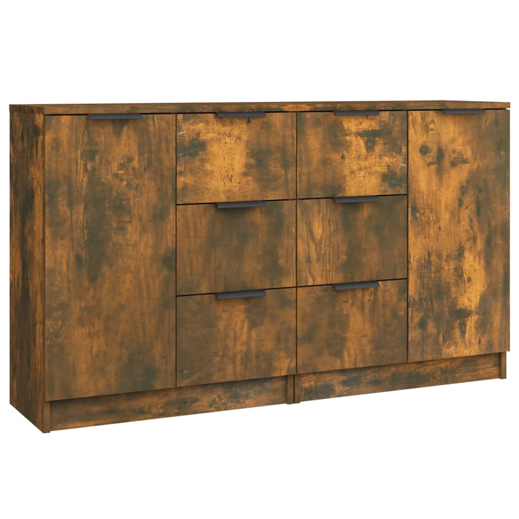 2 db füstös tölgy színű szerelt fa tálalóasztal 60 x 30 x 70 cm (3115793)