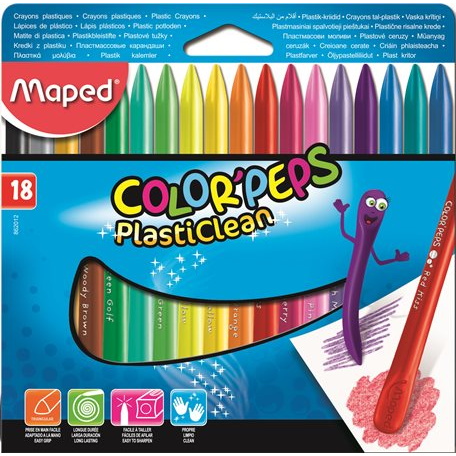 Maped Color'Peps PlastiClean Zsírkréta - Színes (18 db) (862012)