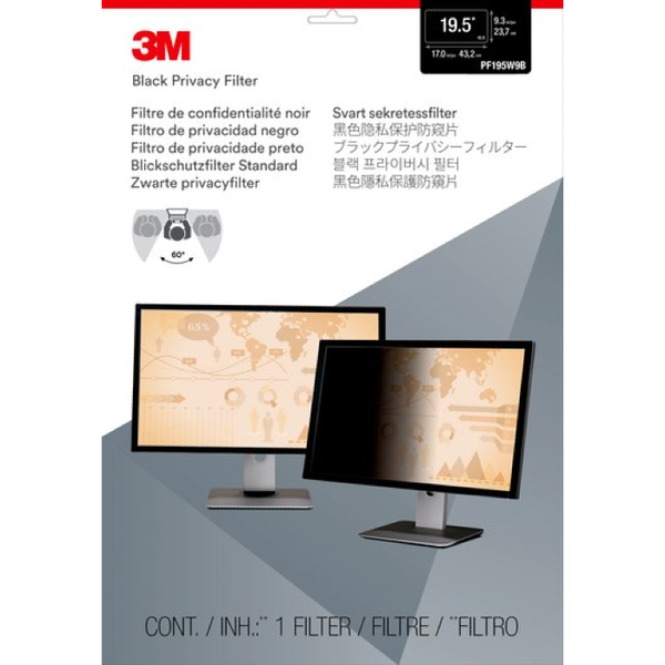 3M PF195W9B schermfilter Randloze privacyfilter voor schermen 49,5 cm (19.5")