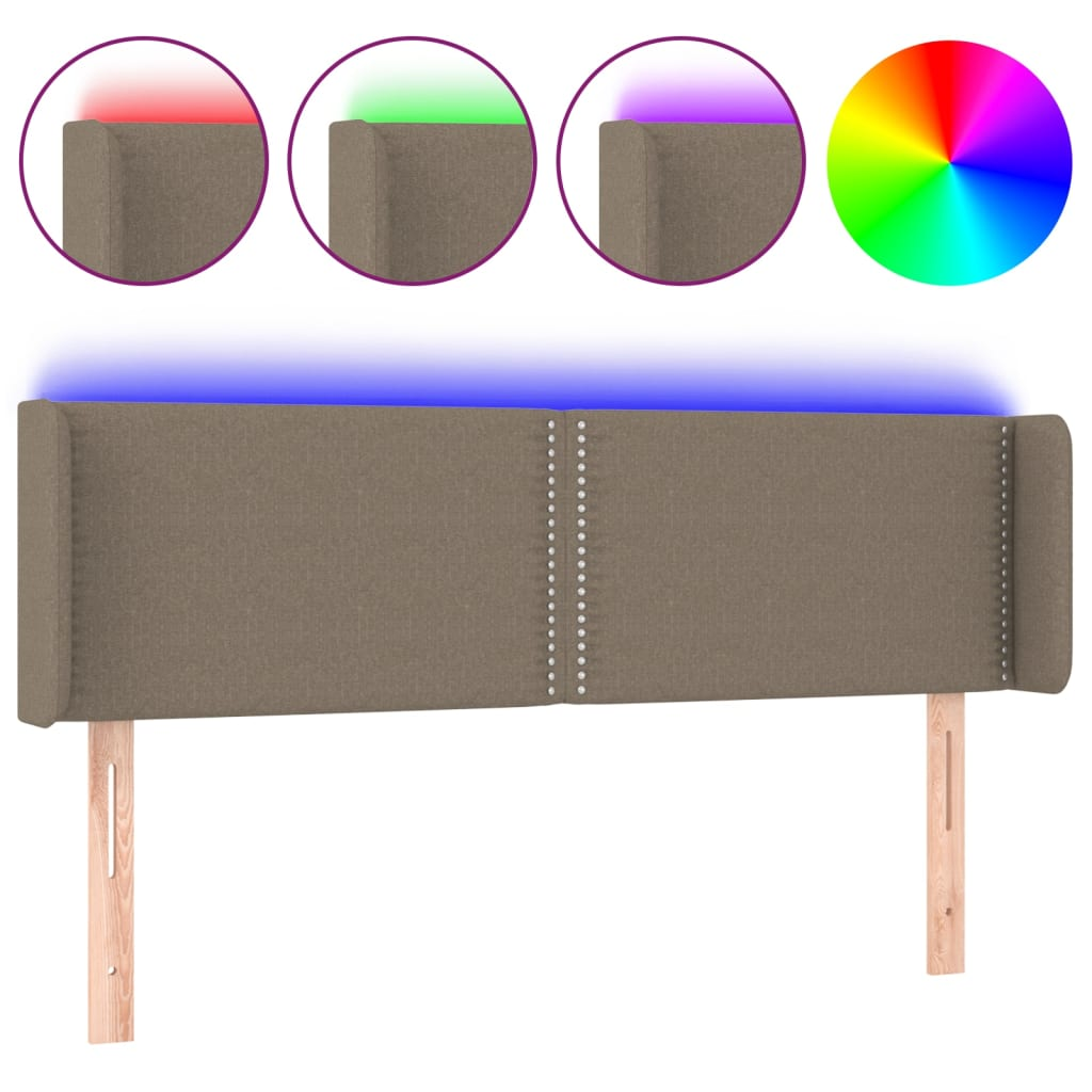 tópszínű szövet LED-es fejtámla 147 x 16 x 78/88 cm (3123098)