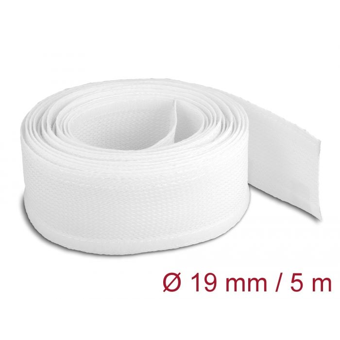 Delock fonott kábelharisnya tépőzárral 5mx19mm fehér (20817) (delock20817)