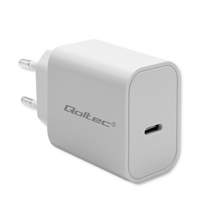 Qoltec 52375 Super Quick 1x USB Type-C Hálózati töltő - Fehér (20W) (52375)