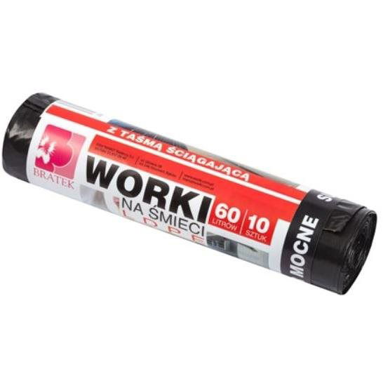 BRATEK Szemeteszsák húzózsinórral 60 l, 10 db (5906731290497)