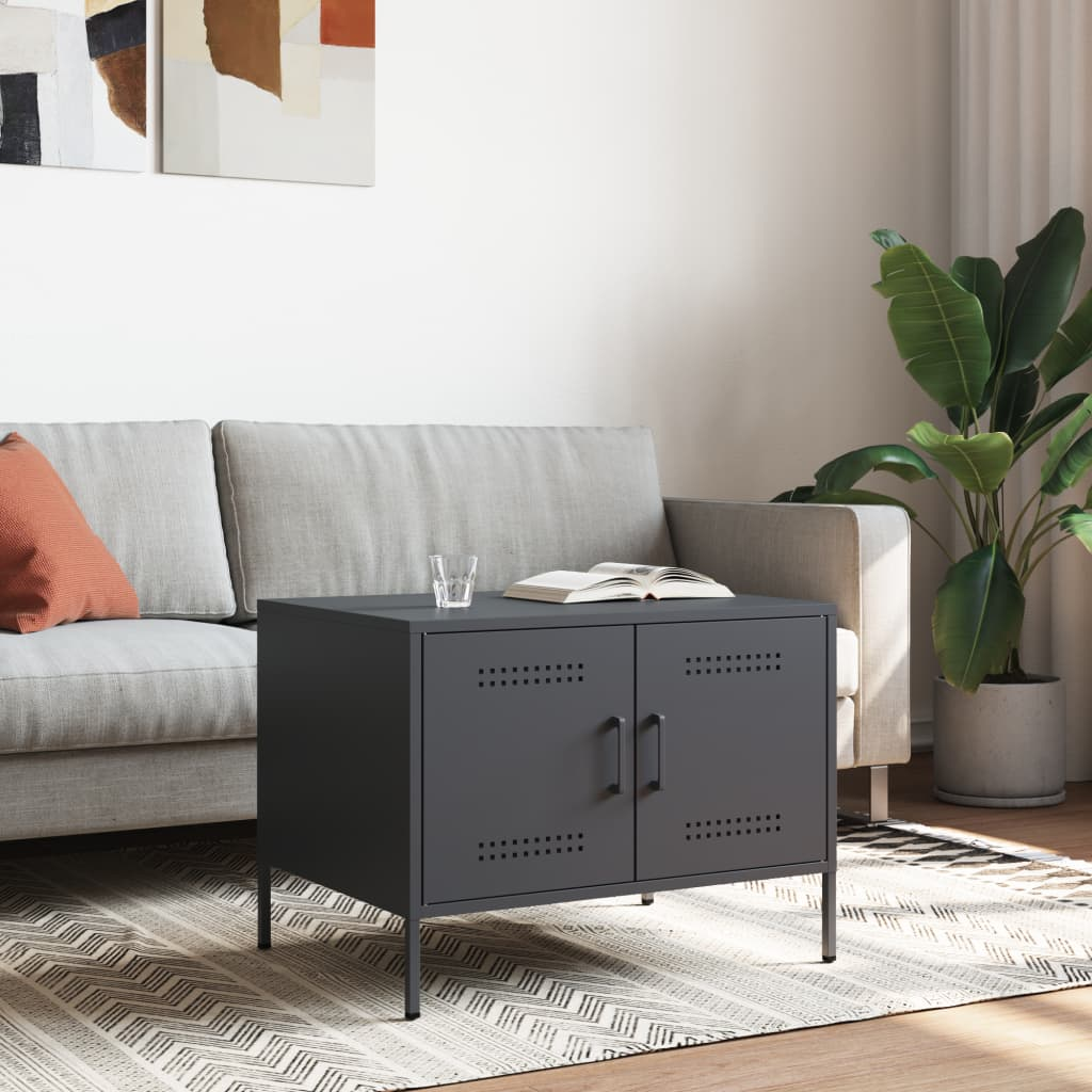 antracit hidegen hengerelt acél dohányzóasztal 68x50x50,5 cm (843032)