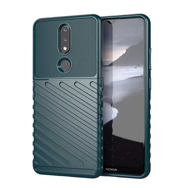 Szilikon telefonvédő (közepesen ütésálló, csíkos, dombor minta) SÖTÉTZÖLD [Nokia 2.4] (5996591019369)