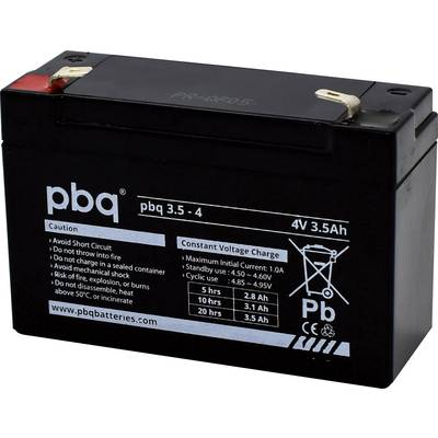 PBQ PB-4-3,5 1694710 Ólomakku 4 V 3.5 Ah Ólom-vlies (AGM) (Sz x Ma x Mé) 91 x 64 x 35 mm 4,8 mm-es laposérintkezős dugó Karbantartásmentes, Kis önkisülés (1694710)