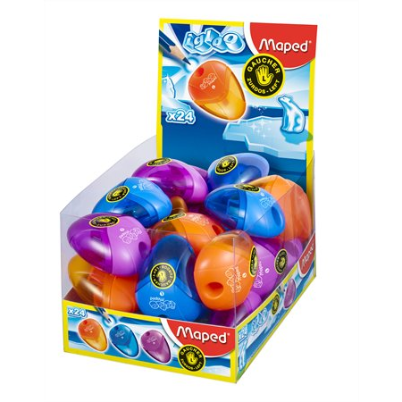 Maped I-Gloo egylyukú balkezes hegyező display - Vegyes színek 24 db (032211)