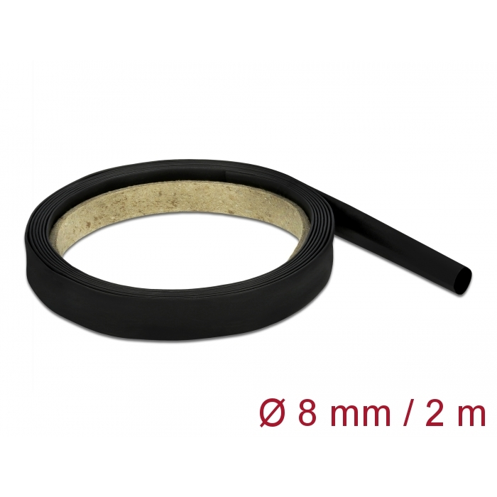 Delock Fekete, hőre szűkülő tubus 2 m x 8 mm méretű szűkülési aránya 4:1 (20666) (20666)