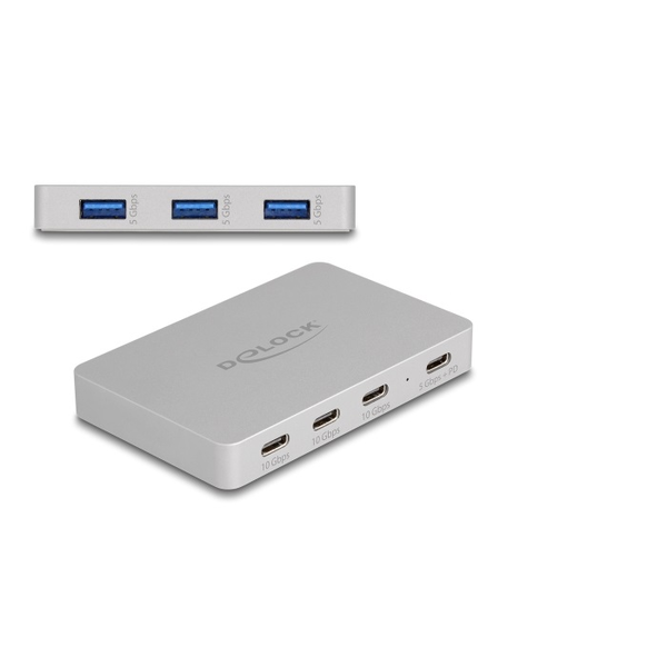 DELOCK 7 Port USB Hub mit 4x USB Type-C Bu und 3x USB Typ-A