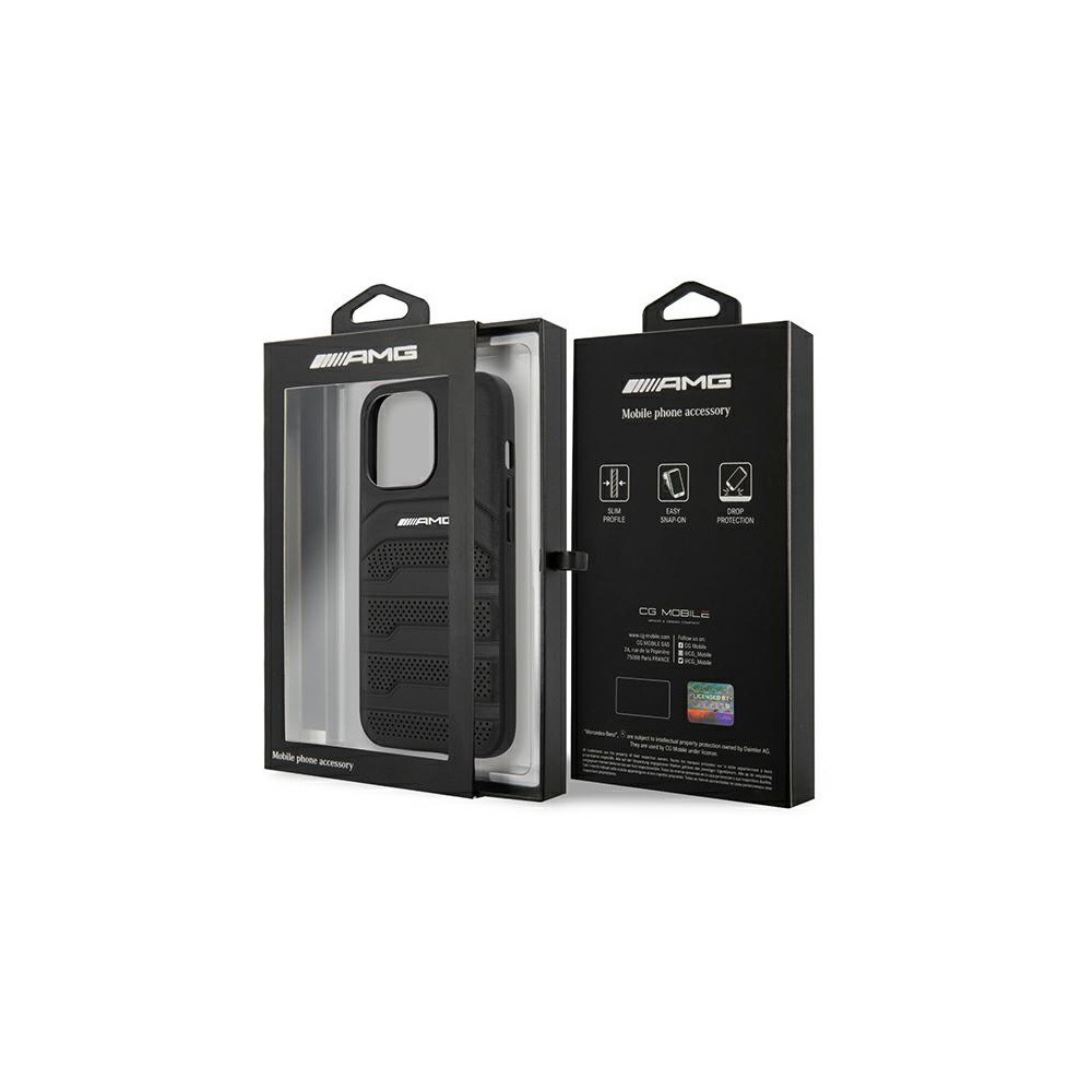 AMG Apple iPhone 14 Pro Dombornyomott Hátlapvédő Tok - Fekete (AMHCP14LGSEBK)