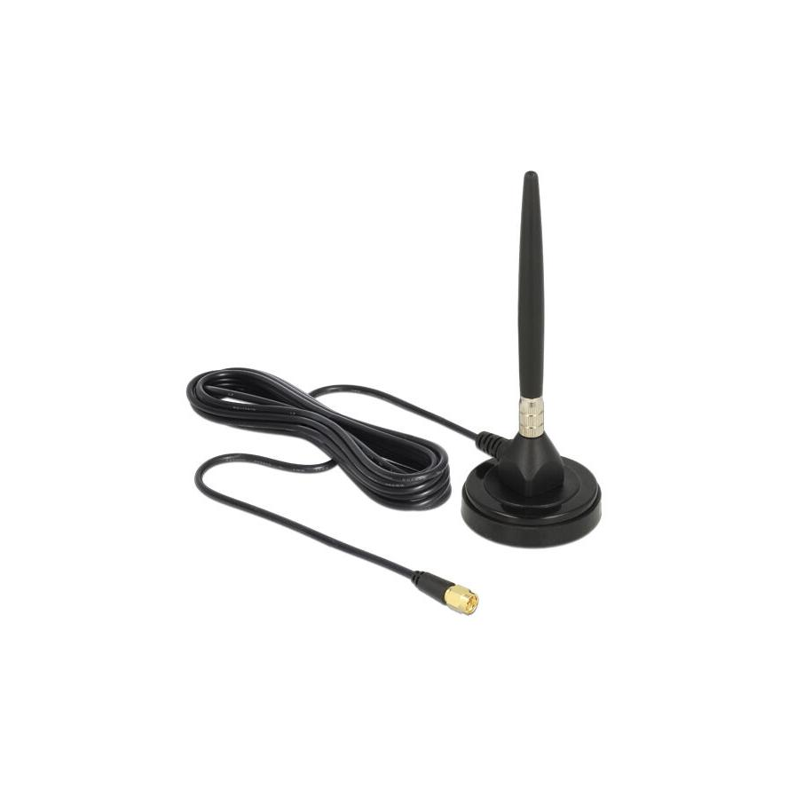 Delock GSM antenna SMA-dugó 3 dBi irányítatlan, rögzített, mágneses talppal és csatlakozókábellel (R (12421)