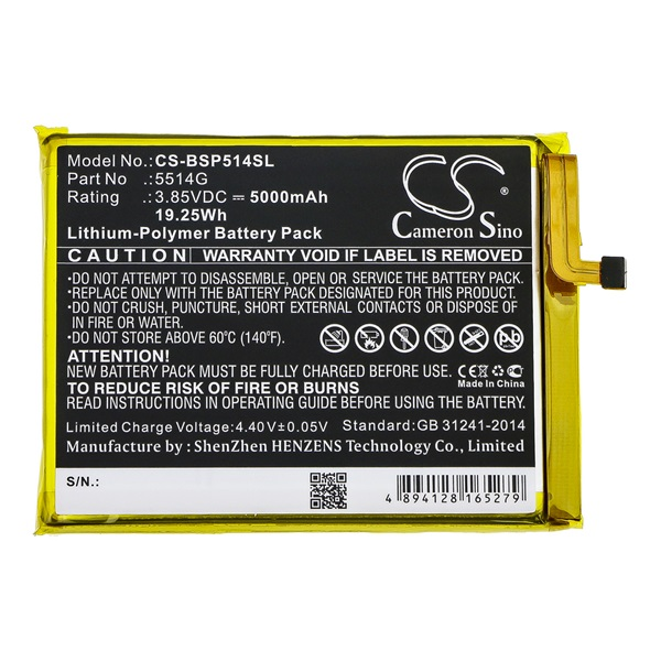 Cameron Sino Li-Polymer akku (3.85V/5000mAh, BQ 5514G kompatibilis) FEKETE (CS-BSP514SL)