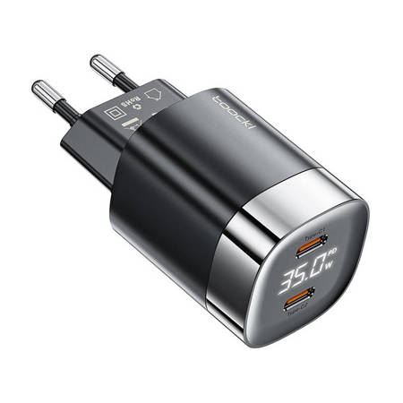 Toocki 2xUSB-C hálózati töltő GaN 35W fekete (TCTAC -ZXB01 black) (TCTAC -ZXB01 black)