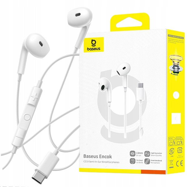 Căști Baseus Encok CZ19 USB-C, alb