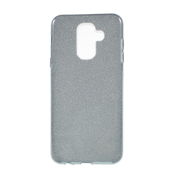 Szilikon telefonvédő (műanyag belső, kivehető csillámporos papír réteg) SZÜRKE [Samsung Galaxy A6+ (2018) SM-A605F] (5996457787876)
