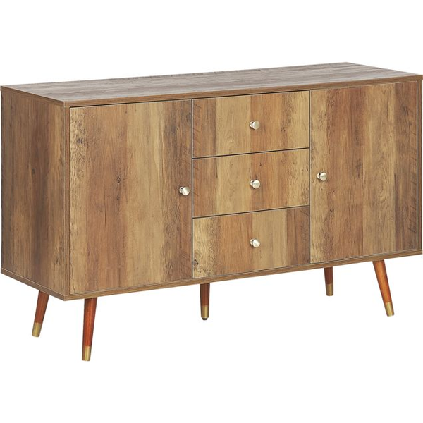 Aparador Con 2 Armarios Con Puertas Y 3 Cajones Almacenaje Estilo Rústico Marrón Oscuro Ulika - Marrón