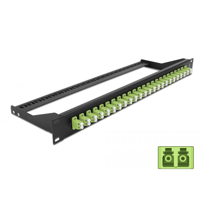 Delock 19 száloptikás csatlakozó panel 24 portos LC duplex citromzöld (43391) (DE43391)
