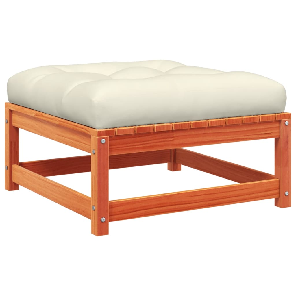 viaszbarna tömör fenyőfa kerti lábzsámoly párnával (838098)