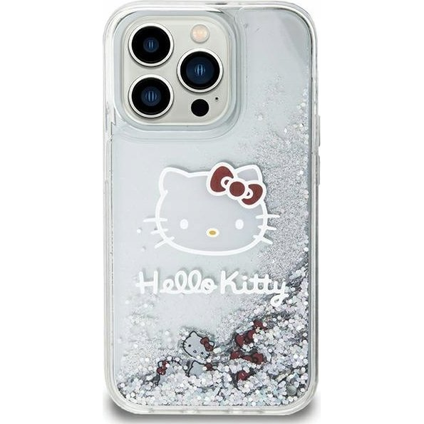 Hello Kitty Liquid Glitter Electroplating Head Logo Apple iPhone 11 hátlap tok, átlátszó (HKHCN61LIKHET)