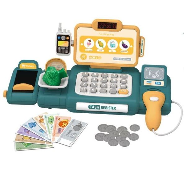 Manyuk Toys Pénztárgép játékszett kiegészítőkkel 37 db zöld (G798A-G) (G798A-G)