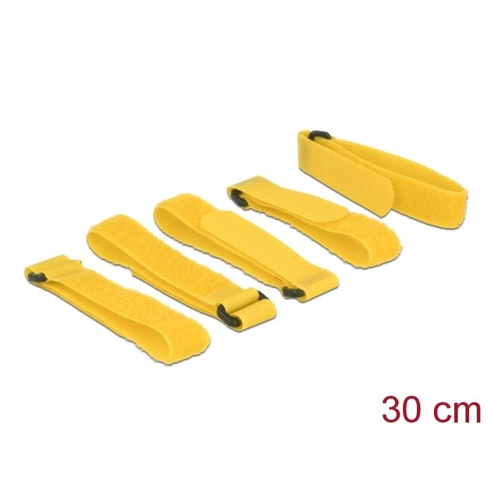 Delock hurkolható tépőzáras kábelkötegelő 5db sárga (18708) (delock18708)