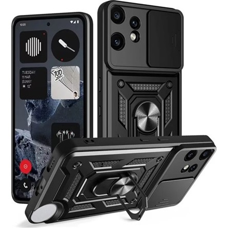 Defender szilikon telefonvédő (ütésállóság, tartógyűrű, kameravédő) FEKETE Nothing CMF Phone 2 Pro "Gigapack csomagolás" (GP-176147)