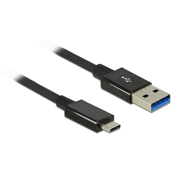Кабел Delock 83983, SuperSpeed, USB 3.1 type C към USB-A, Коаксиален, Черен, Premium, 1 м