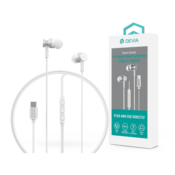 Devia Smart Series M1 Metal In-Ear Type-C 10 мм сребърни слушалки
