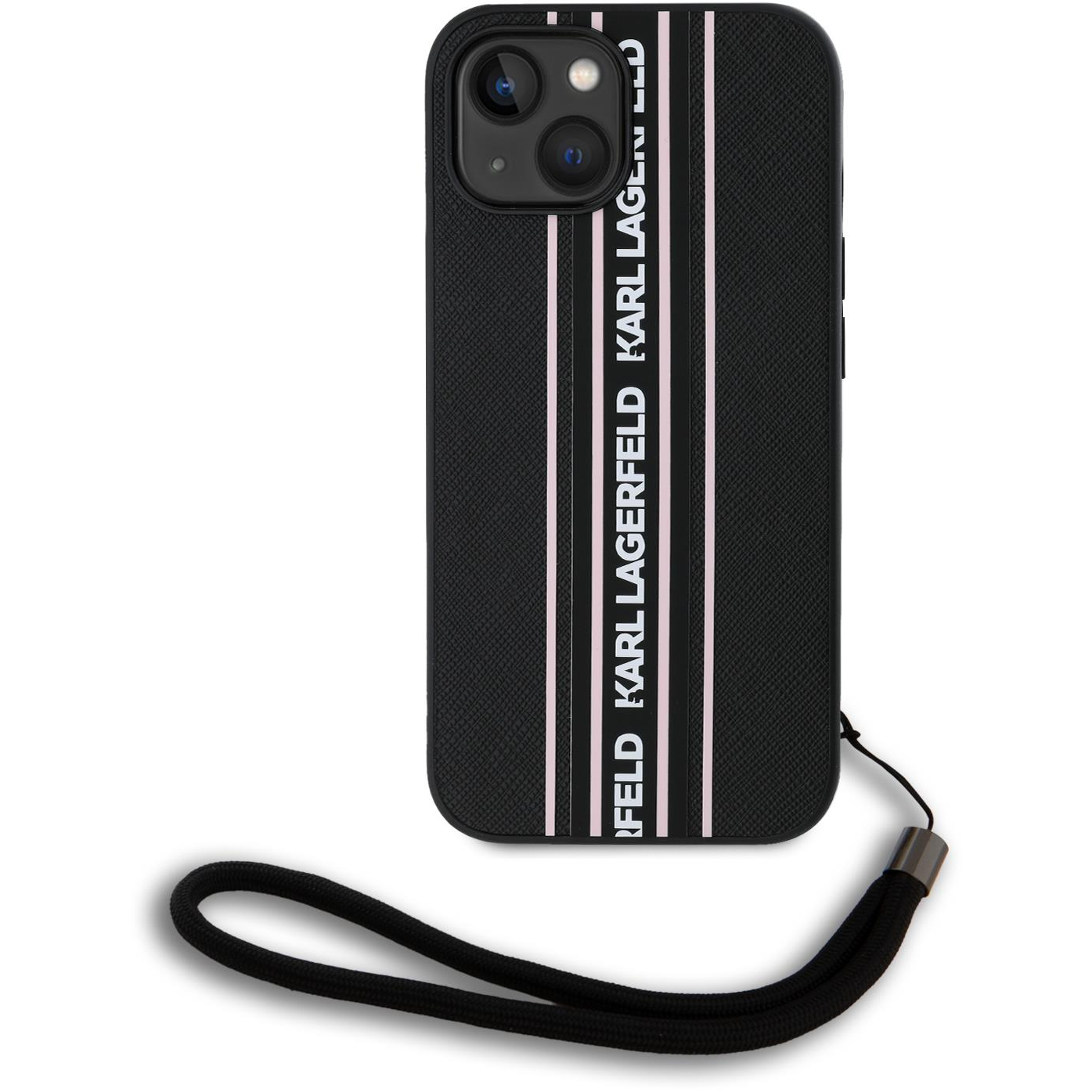 Karl Lagerfeld PU Saffiano Athleisure Stripe and Strap iPhone 15 rózsaszín tok (KLHCP15SPAMSCNSP)