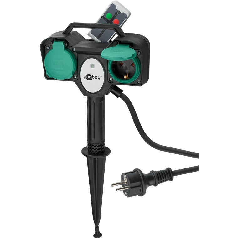 Goobay 76779 250V Kültéri leszúrható elosztó 2 aljzatos 2m - Fekete (76779)