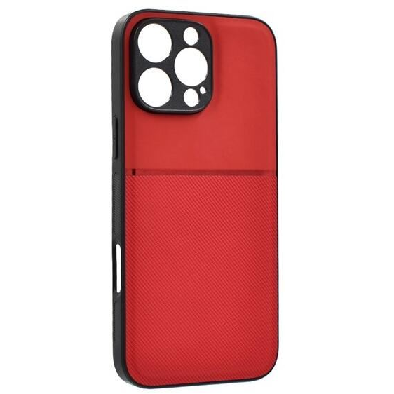 Gigapack Apple iPhone 16 Pro mágneses, bőr hatású, csíkos mintás tok piros (GP-159953) (GP-159953)