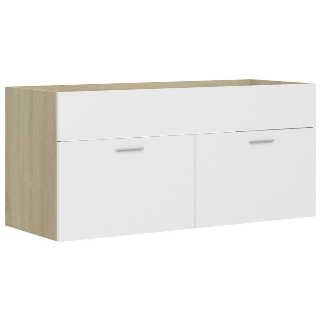 fehér és sonoma-tölgy forgácslap mosdószekrény 100x38,5x46 cm (804679)