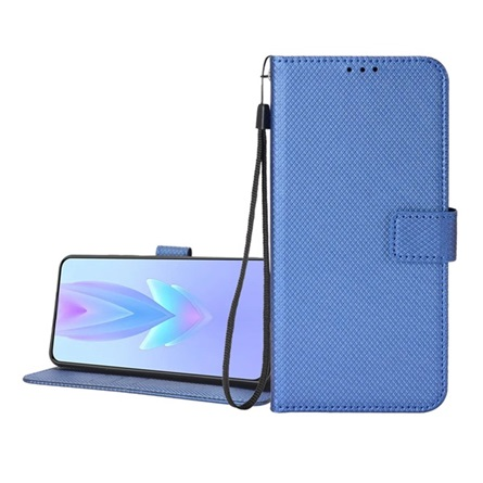 Tok álló, bőr hatású (FLIP, oldalra nyíló, asztali tartó, rombusz + kézpánt) SÖTÉTKÉK Asus Zenfone 12 Ultra "Gigapack csomagolás" (GP-169995)