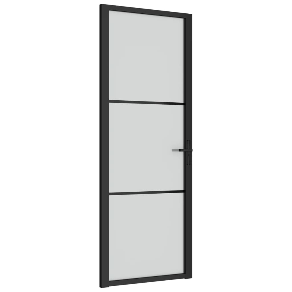 fekete matt üveg és alumínium beltéri ajtó 76 x 201,5 cm (350552)