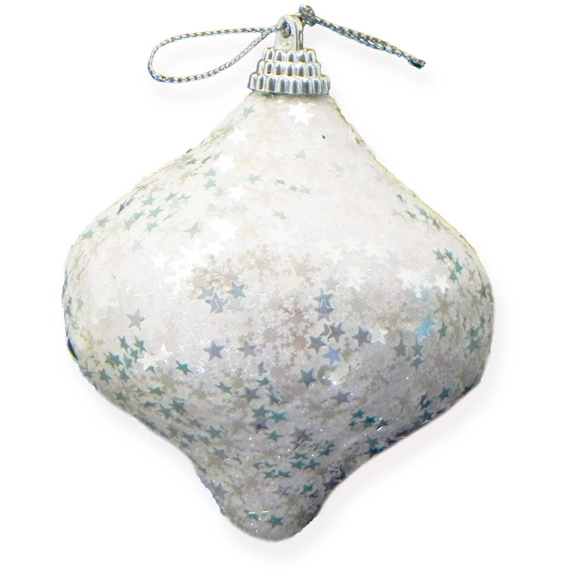 LAALU Karácsonyi dísz - gömb, fehér csillámos, 6 cm (LAU-2182)