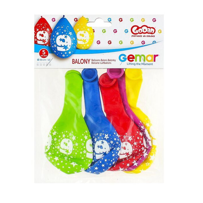 Színes,születésnapi számos lógó lufi csomag, 30 cm - 9 (GS110/9W)