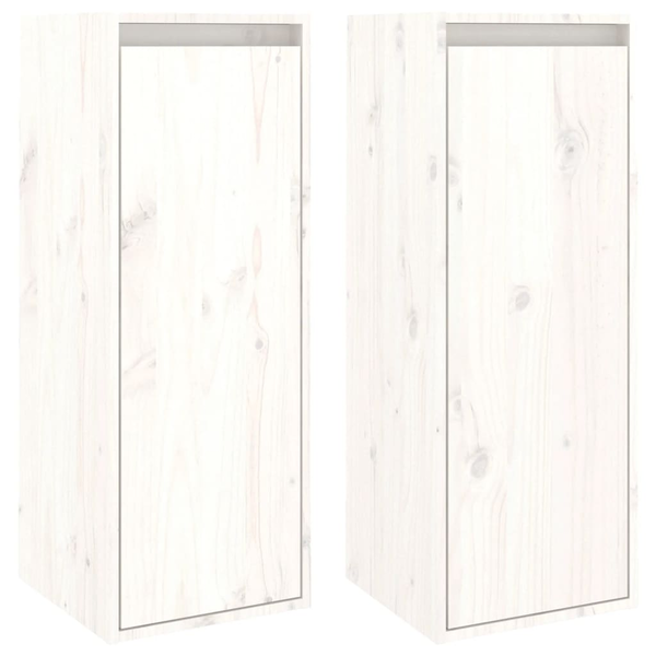 Комплект стенни шкафове vidaXL, 2 бр, Бели, 30x30x80 см, Бор масив